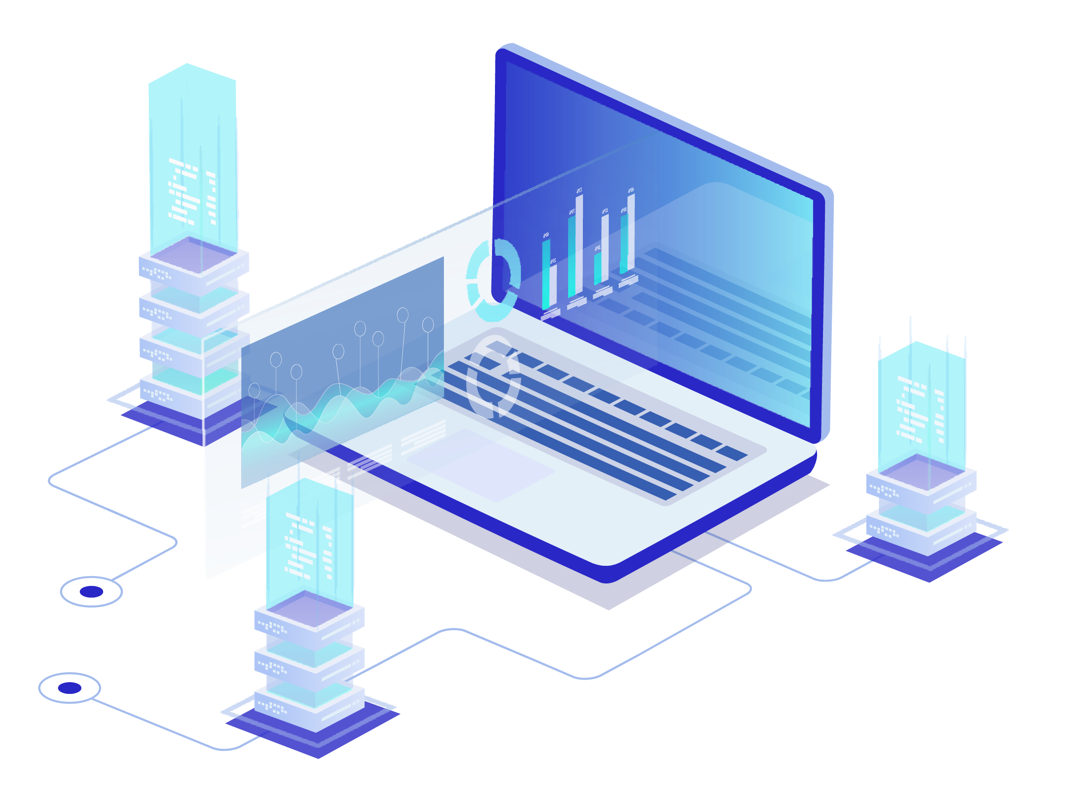 graphic of laptop and data